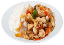 F11. Sépie na zelenině s rýží - 145 Kč